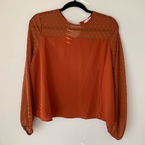 NWOT Rust Bubble Sleeve Blouse